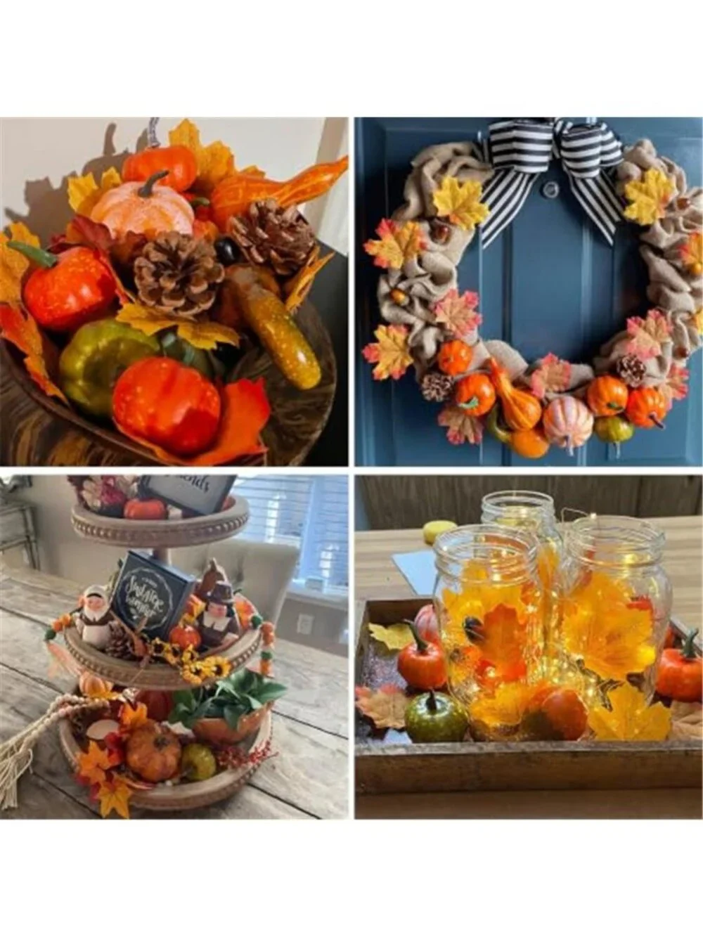 Fall Decorations for Home Mini Pumpkins Gourds & Leaves Set